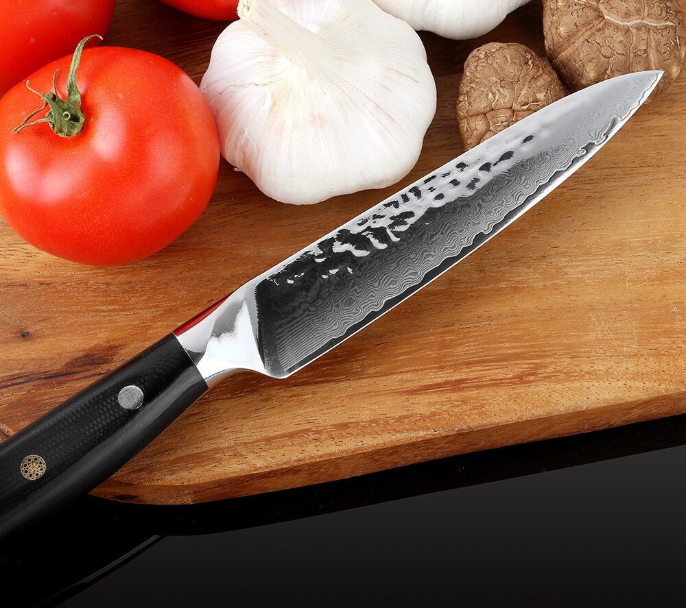 XITUO Damascus Knives Chef Knife Japanese Kitchen Knife Damascus VG10 Stainless Steel Utility Knives 5" Ultra Black G10 Handle