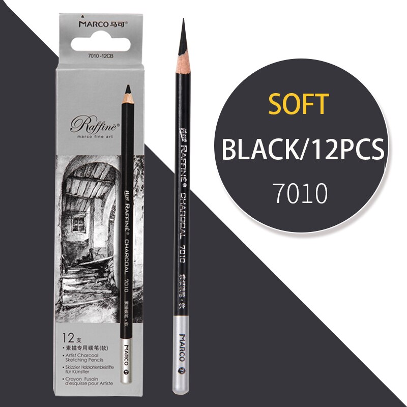 MARCO sketch charcoal art students special soft and medium hard charcoal pencil sketch beginner painting pencil set: 7010 soft