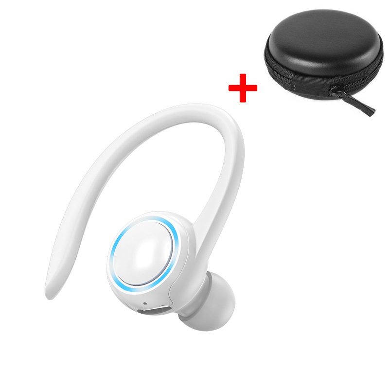 VAORLO-auriculares inalámbricos M-F8, cascos con Bluetooth 5,2, gancho para la oreja, Mini auriculares de negocios, cancelación de ruido de graves HIFI, Auriculares deportivos para juegos: Azul cielo