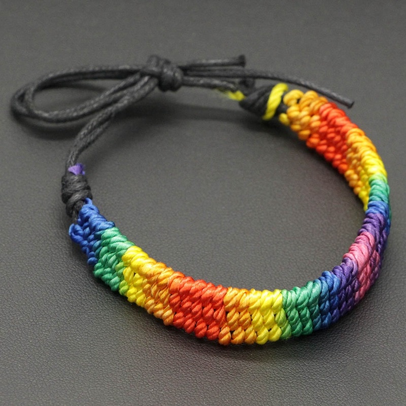 Dicke Brasilianischen Nepal Regenbogen Lesben LGBT Stolz Homosexuell Stolz gewebte Geflochtene Seil Schnur Strang Freundschaft Armbinde