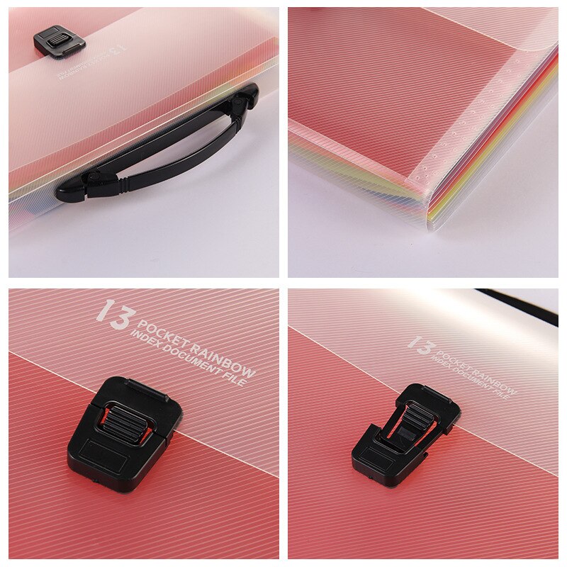 A4 Plastic Portable File Folder Extension Wallet Bill Receipt File Sorting Organizer Office Storage Bag Folders Filing Products