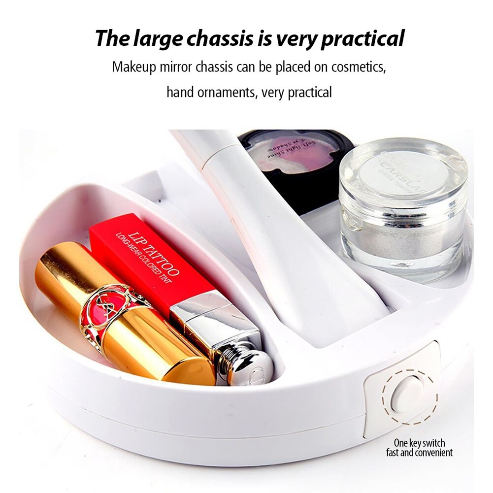 Foldable Makeup Mirror With LED Light 1X10X Magnifying Double-Sided Mirrors USB Charging or Battery Dressing Table Mirror espejo