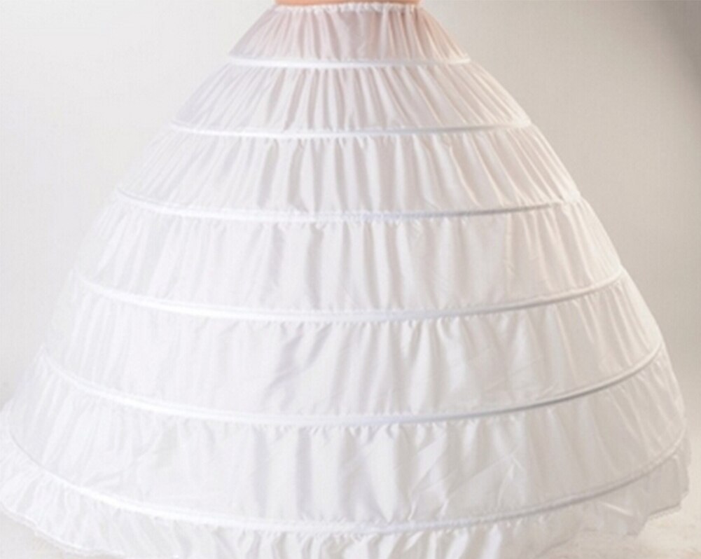 4 Hoops 5 Layers Ball Gown Petticoats Black Petticoat Crinoline Underskirt Big Ruffle Wedding Accessories Tulle Underskirts: 6 Hoops White