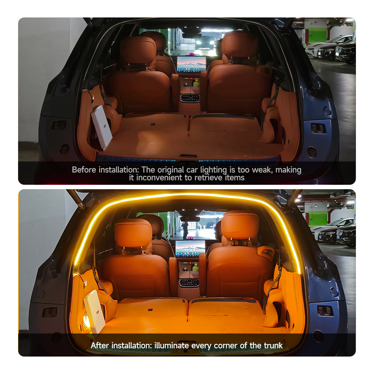 Luz LED para maletero de coche, 12V, iluminación para compartimento de equipaje, 5M, se puede cortar, Sensor impermeable, barra de luz, accesorios universales para automóvil