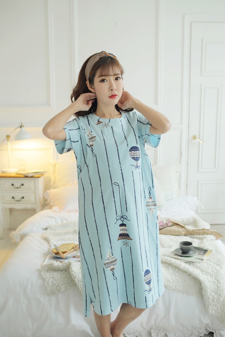 Barsel nattøj 100%  bomuld stor størrelse til gravide kvinder pyjamas amning amning natkjole kjole tøj natkjole: 2 / 3xl