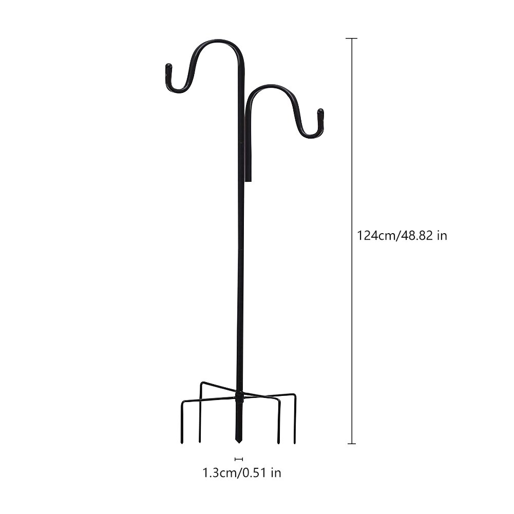 For Lantern Home Decor Shepherd Crook Hook Adjustable Height Courtyard Iron Outdoor 4 Prong Garden Stake Durable Practical