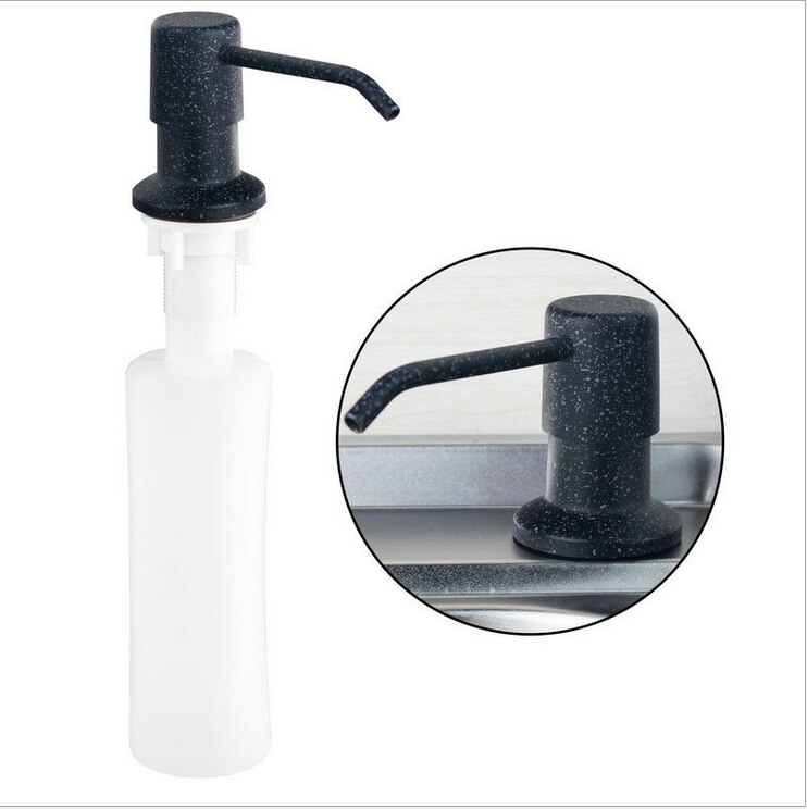 Wzly handtvål dispenser däckfäste vit/beige tvål dispenser diskbänk flytande tvål dispenserflaska: Svart med punkt 400ml