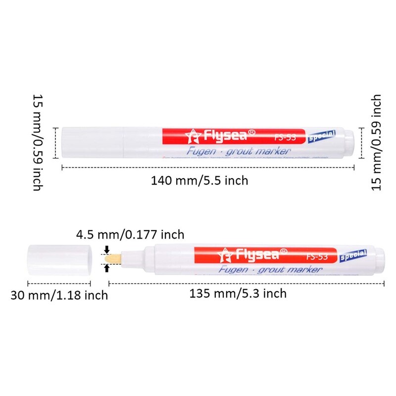 8Pcs White Grout Pen Grout Reviver Pen Grout Restore Marker with 8Pcs Replacement Nib Tips for Tile Grout Wall Floor