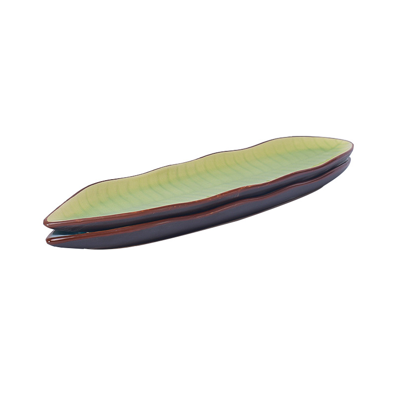 Japanese-style Painted Ceramic Plate Tableware Japanese Restaurant Sushi Snack Bar Leaf Crafts Dinner Plate Flatware Set