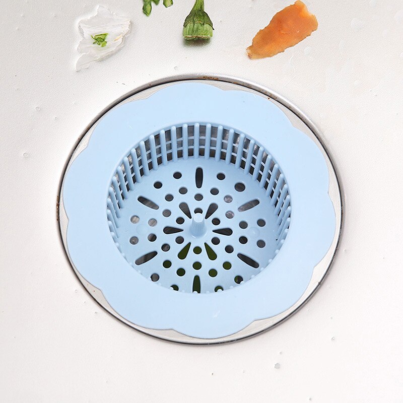 Kitchen Sink Filter Screen Floor Drain Hair Stopper Hand Sink Plug Bath Catcher Sink Strainer Cover Tool: Blue