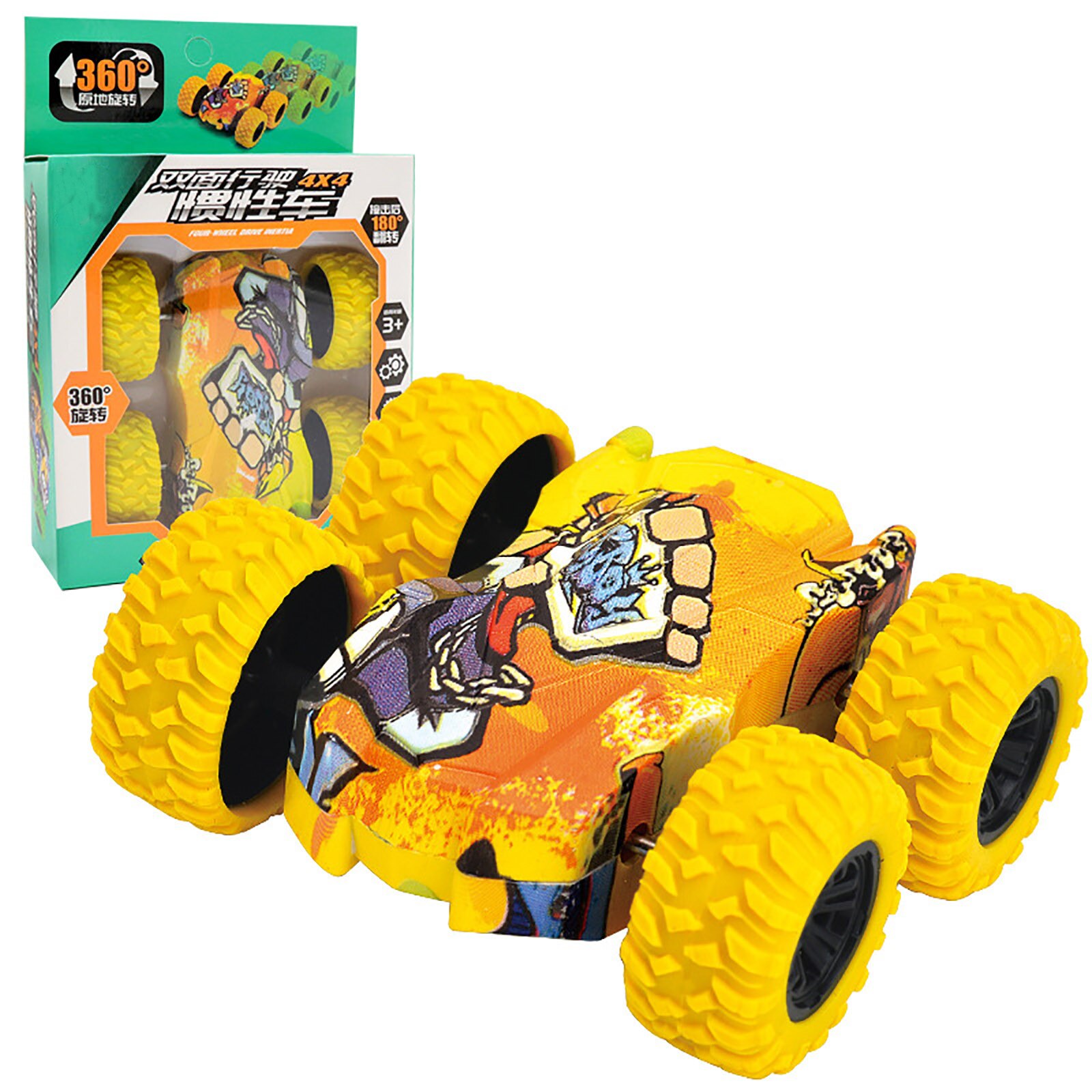 Toys For Children Inertia-Double Side Stunt Graffiti Car Off Road Model Car Vehicle Kids Toy car collection pull back model: J