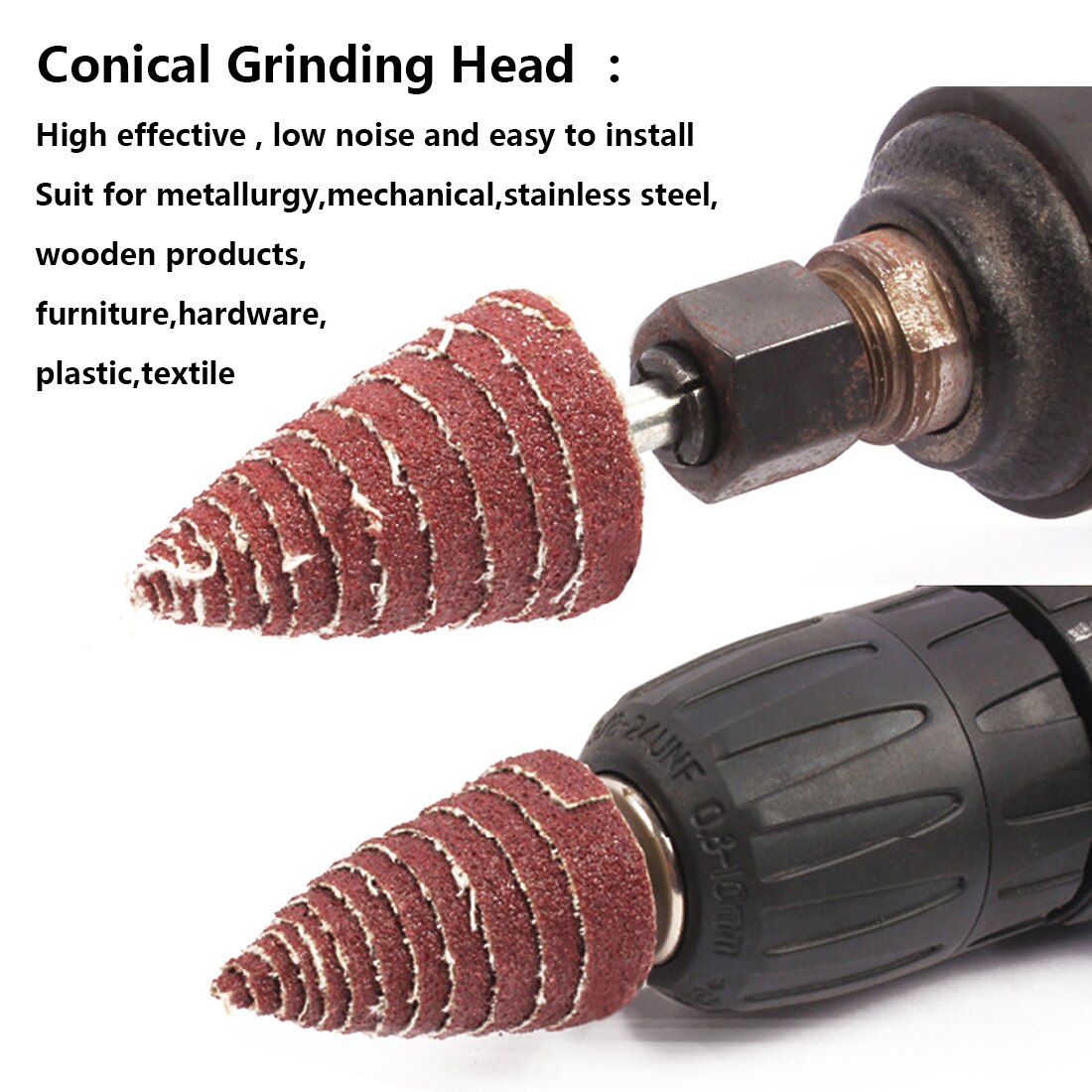 4 stk 80#  tilspidset kegle slibehoved sandpapir klaphjul polering slibeværktøj til bor dremel tilbehør 6mm skaft
