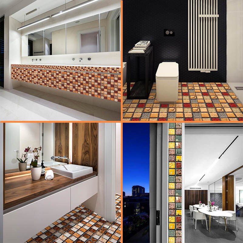 10PCS Wall Sticker Kitchen Backsplash Self-adhesive 3D PVC Mosaic Tile Waterproof DIY Wallpaper Modern Home Decoration