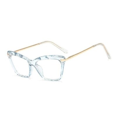 2020 firkantede cat eye overdimensionerede briller kvinder multi-sektion trending mærke optiske computerbriller oculos de sol okulary: Blå