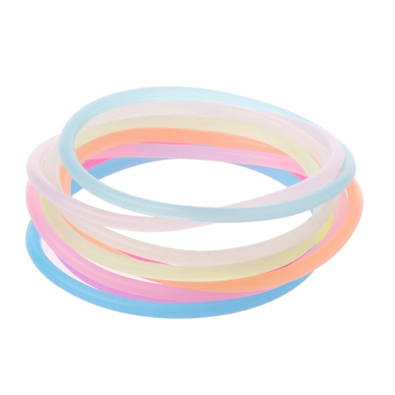 10Pcs Night Lichtgevende Armbanden Polsband Gummy Silicone Diy Rubber Haarbanden K3ND