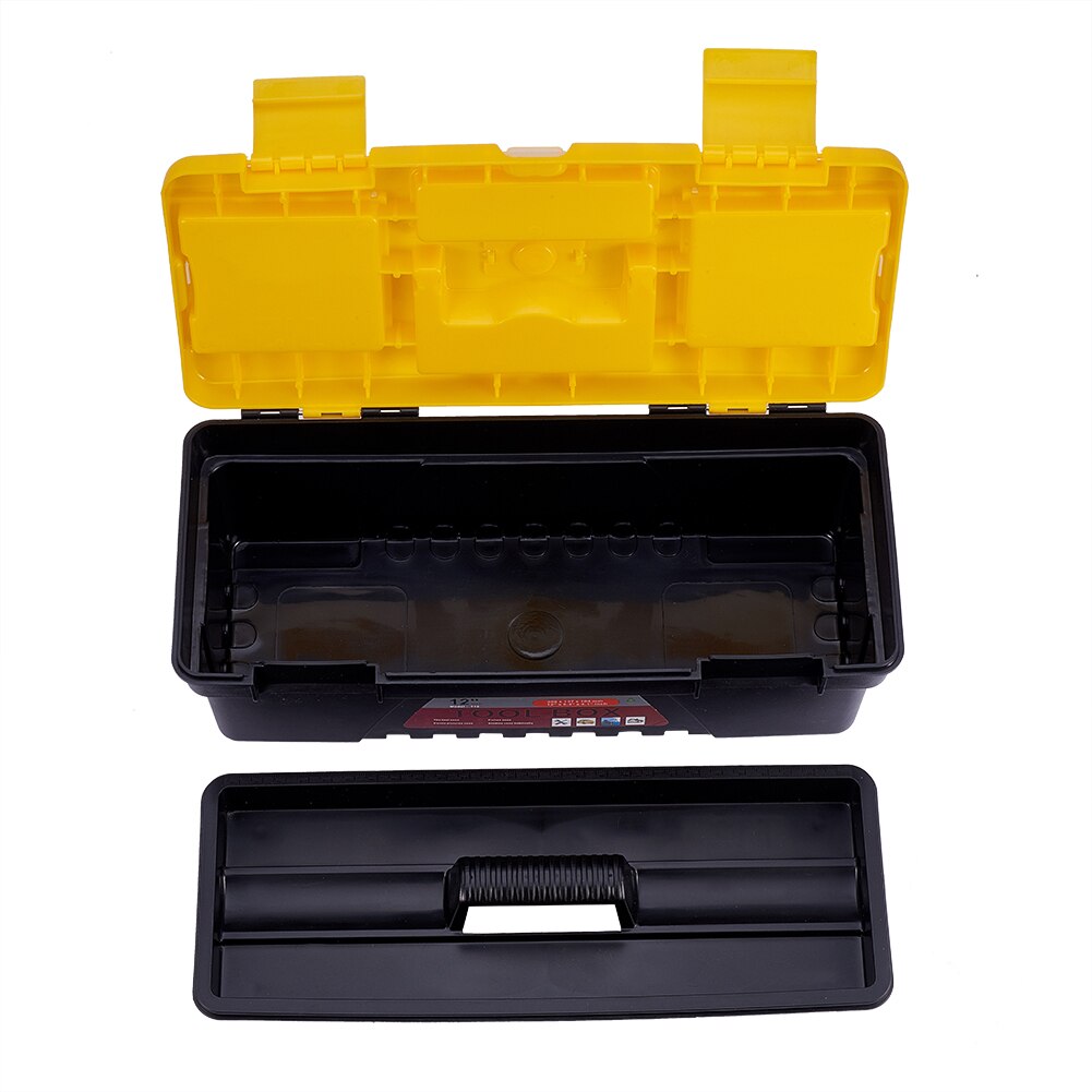 12" Plastic Tool Storage Box with Tote Tray Tool Chest Cabinet Toolbox Organiser 1pcs