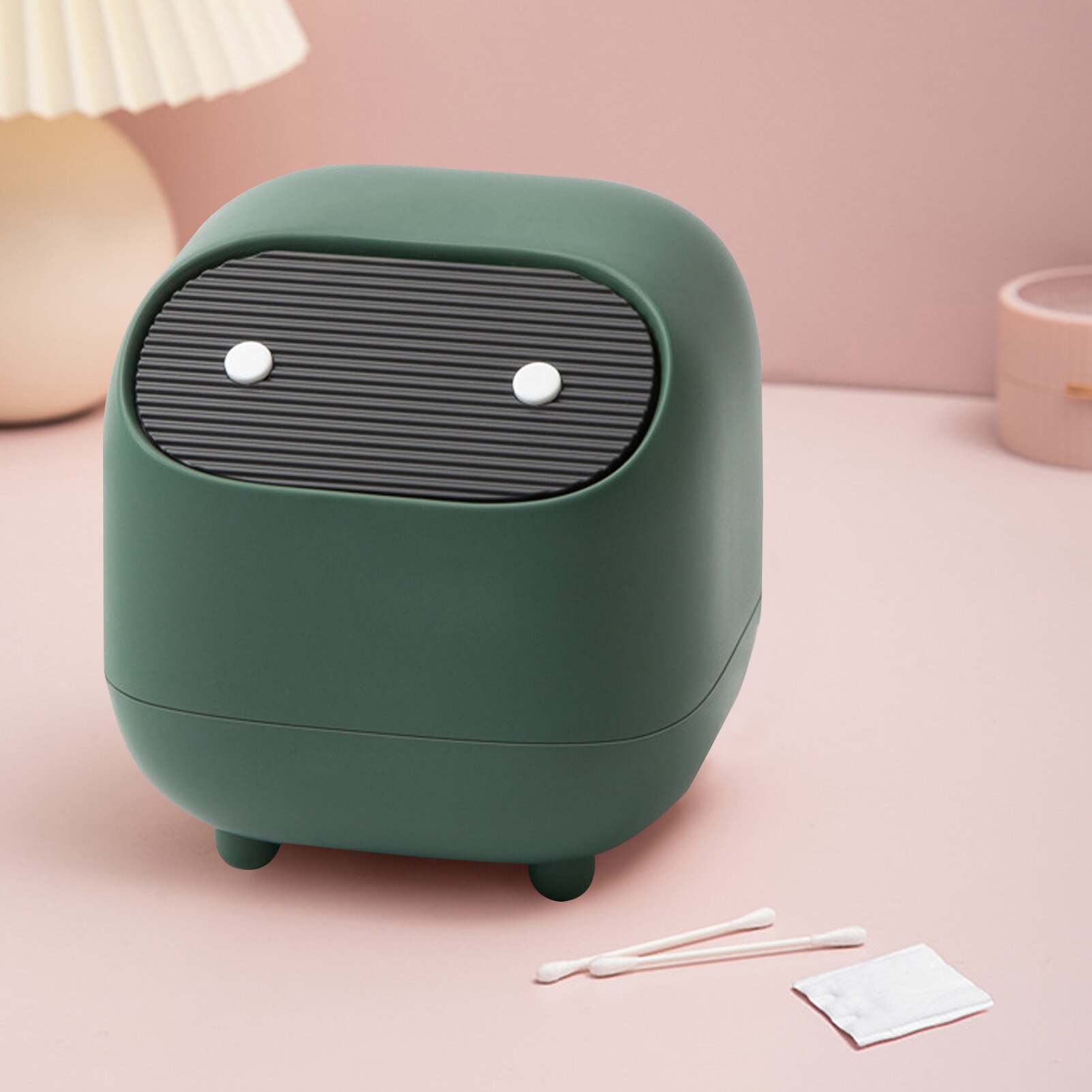 Mini Leuke Desktop Prullenbak Multifunctionele Plastic Woonkamer Bureau Pers-Type Cover Bureau Opslag Emmer