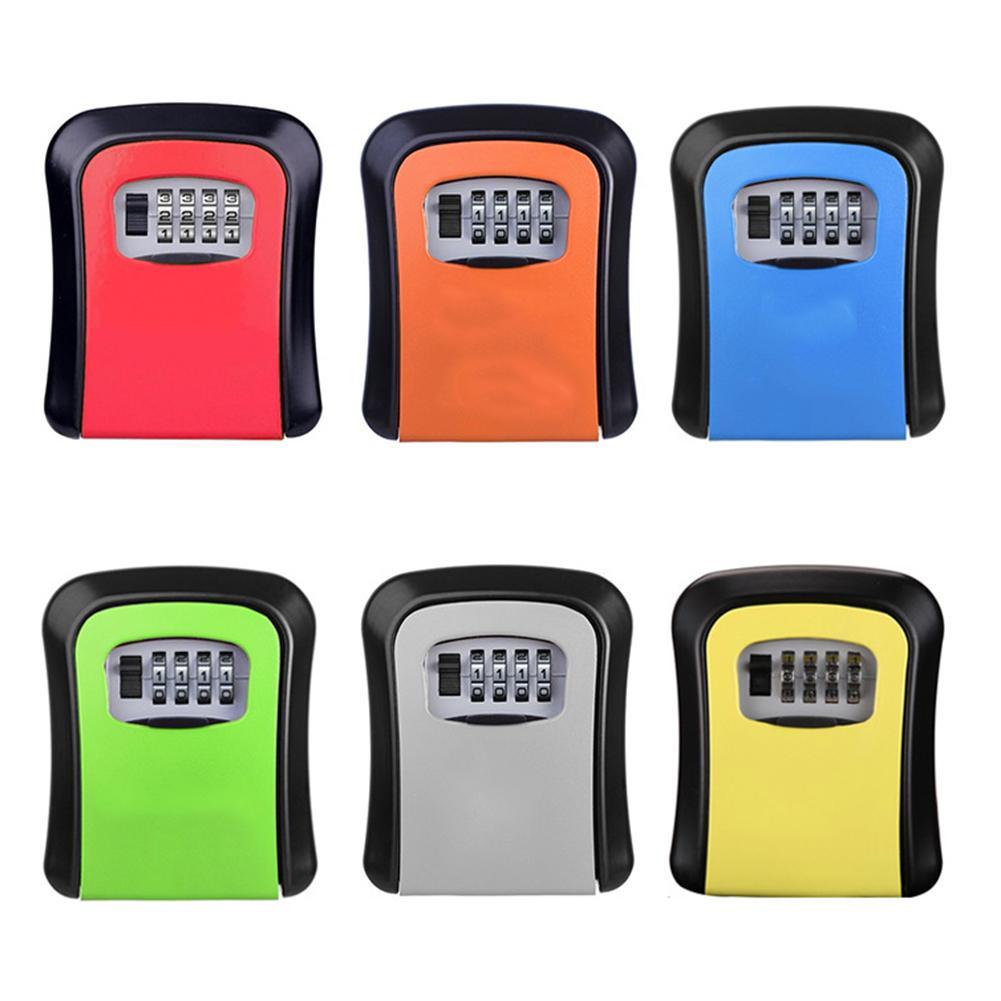 Key Lock Box Wall-mounted Plastic Key Safe Weatherproof 4 Combination Key Storage Lock Box for Indoor and Outdoor Use