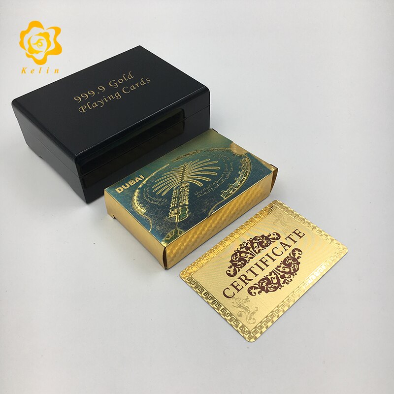 Factory Price 24K 999.9 gold playing cards Dubai scenery Jebel Ali Port For Dubai Souvenir and collection