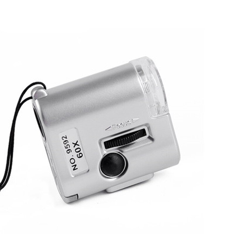 HD Mini 60X vergrootglas met licht Pocket Microscoop Sieraden Vergrootglas Loupe LED UV Licht Valuta Opsporen Loepen