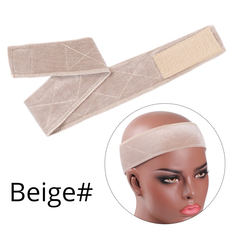 Plussign Verstelbare Velet Elastische Hoofdband Brede Stretch Elastische Haarband Pruik Grip Band 6 Stks/partij Beige Zwarte Huidskleur: Beige