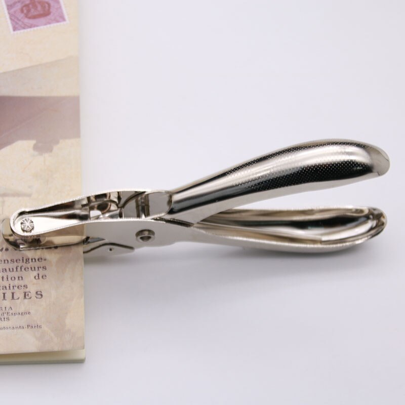 1pc School Office Metal Single Hole Puncher Hand Cut 8 Page Full Metal Material Information Binding Tool School Office Supplies