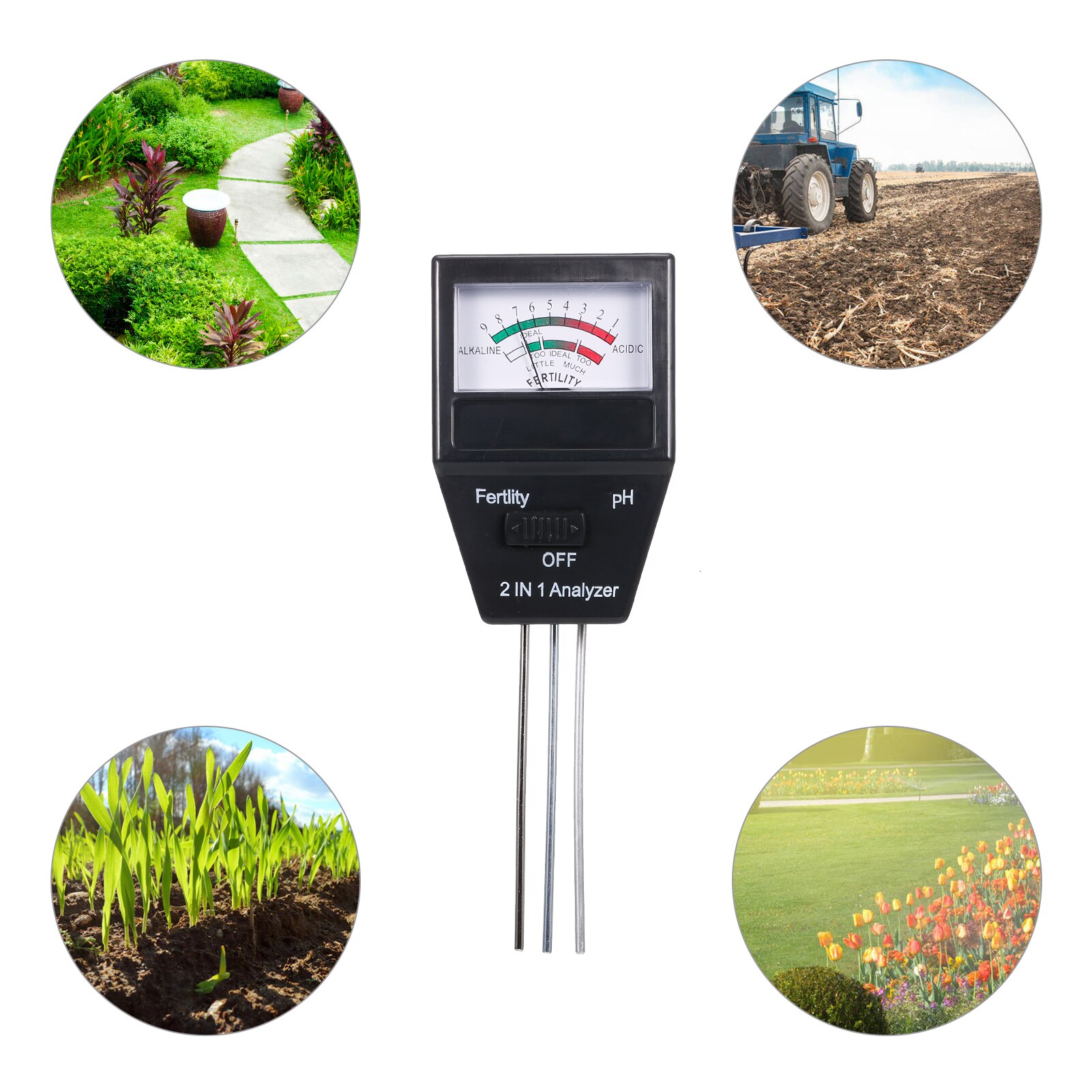 2-in-1 Soil pH Meter Fertility Tester pH Tester Soil Tester for Garden Farm Lawn Indoor Outdoor Plant Care