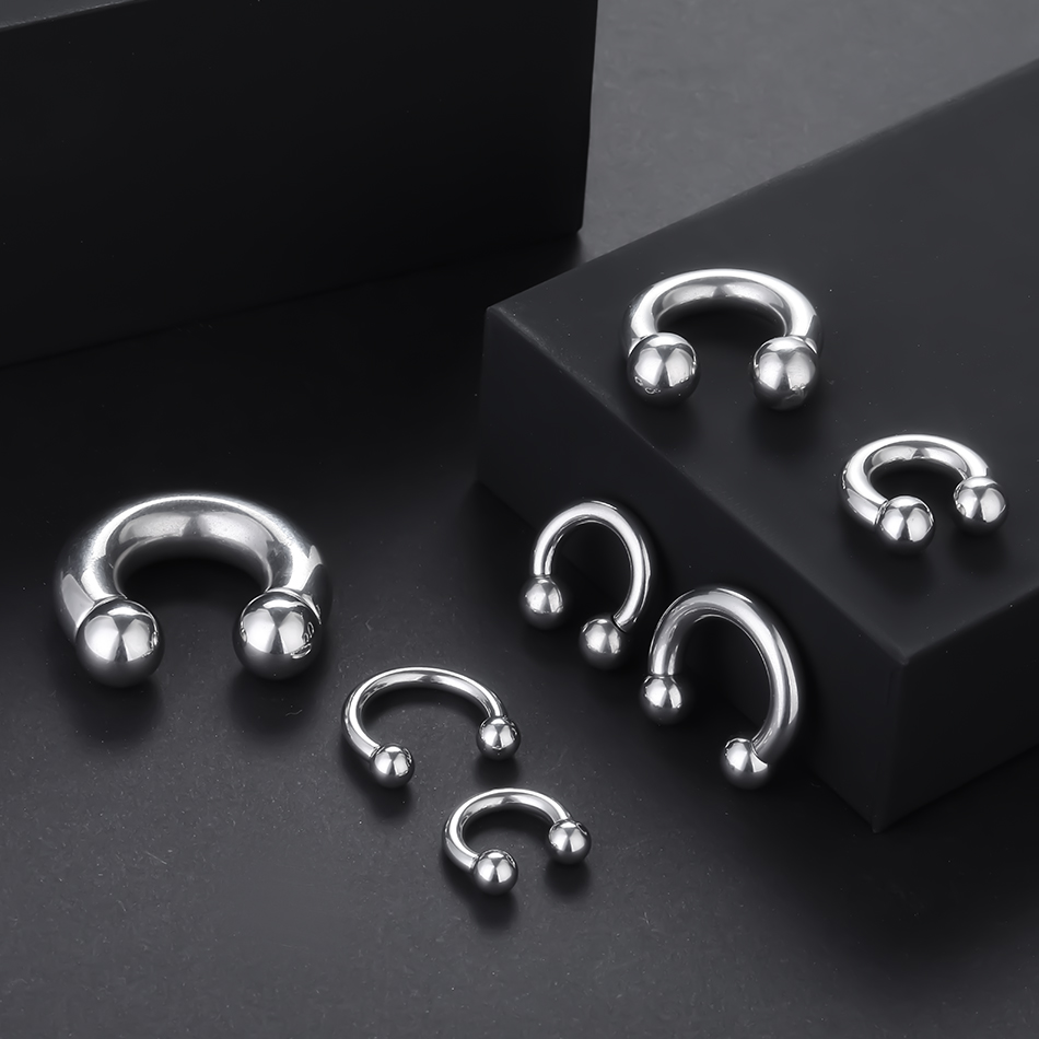 1 Stk/partij Staal Grote Grote Formaat Hoefijzer Ring Neus Piercing Oor Expander Bcr Hoop Earring Septum 12-00G mannelijke Intieme Lichaam Sieraden