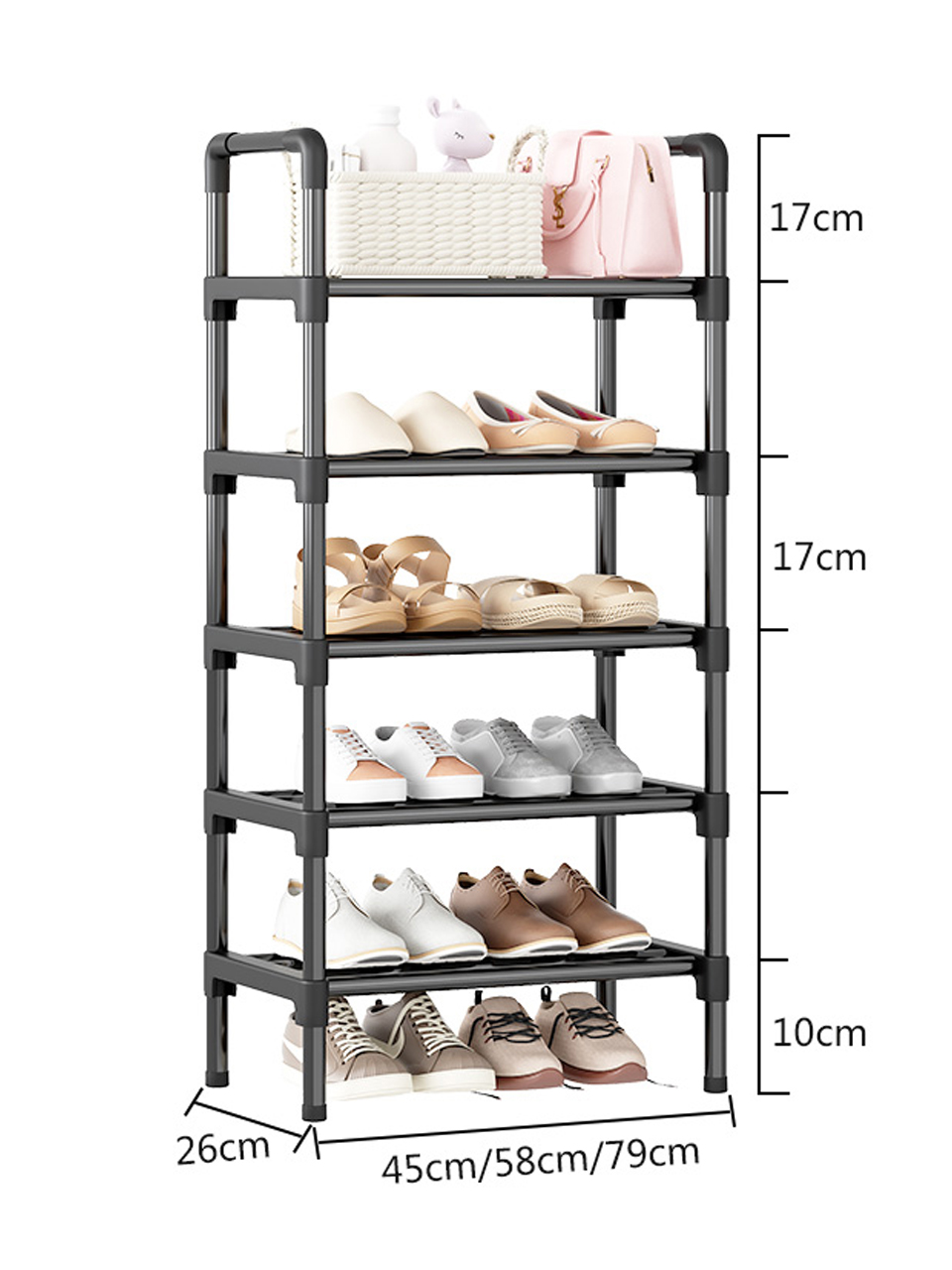 Black Elevated Shoe Rack Small Simple Multi-layer Shoe Cabinet Home Entrance Rental Housing Dormitory Storage Rack