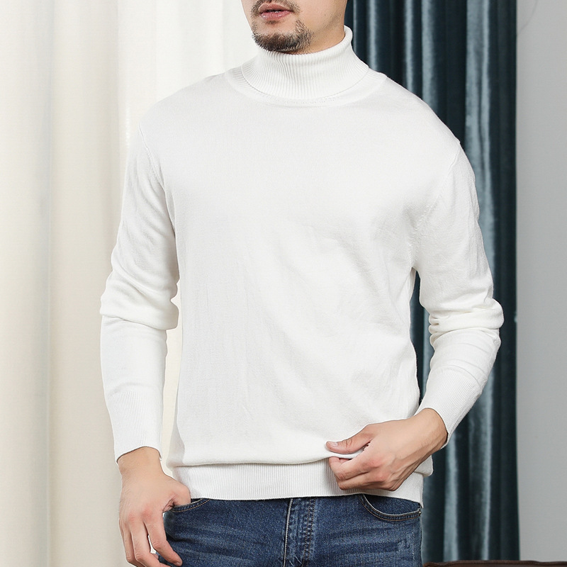 Autumn Winter Thick Turtleneck Sweater Men Pink Oversized Sweater Male Knitted Pullover Casual Long Sleeve Loose Knitwear Xxxl: S / white