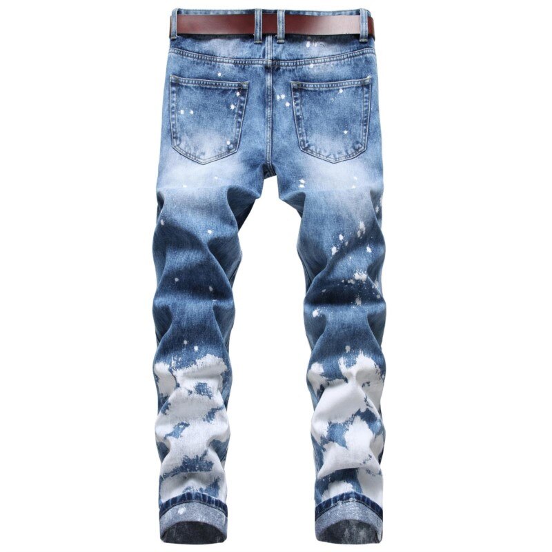Einfache Männer Denim Jeans Lange vier Saison Gerade lässig Denim Hosen Plus Größe Licht Blau Cowboy Jeans Schnee waschen