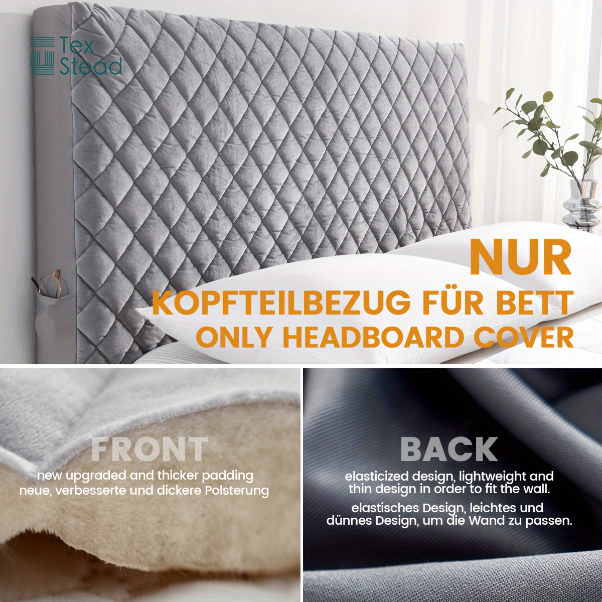 Headboard Cover Bed Back Dust Protector Cover Super Soft Solid Color Bed Haed Cover Quilte Head Cover