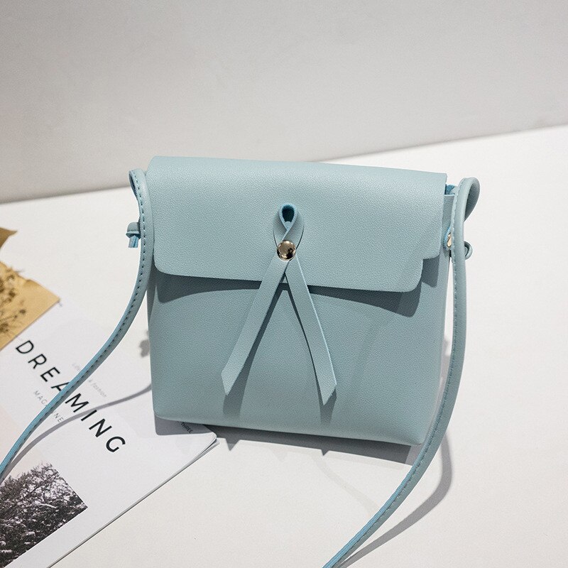 Kvinnor casual solid kedja väskor dam pu läder handväskor kvinnlig bärbar axel crossbody handväska: Blå