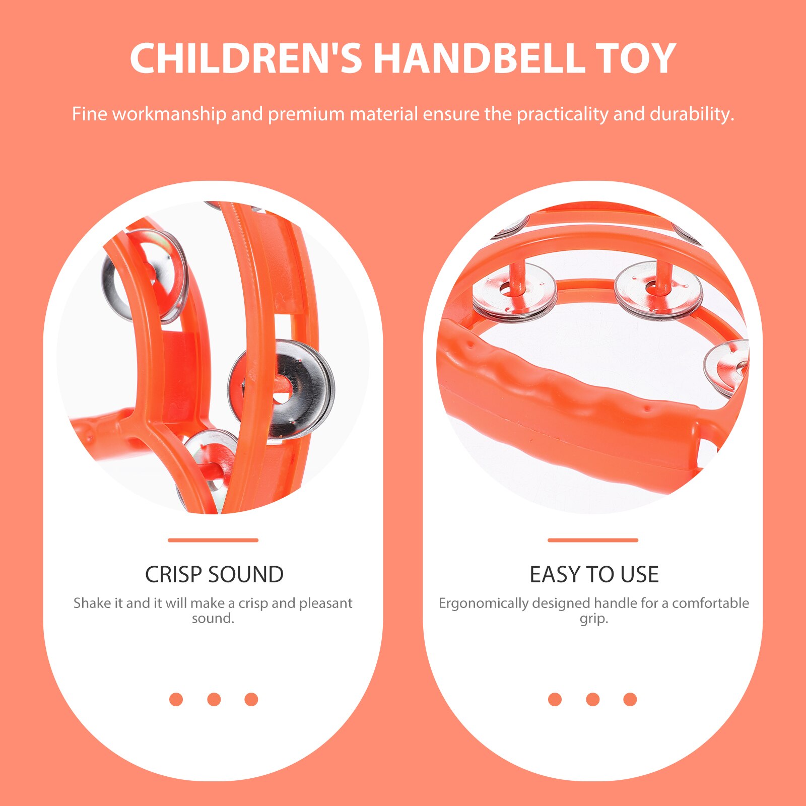 2Pcs Kids Hand Bell Musical Party Props Draagbare Hand Bell Willekeurige Kleur