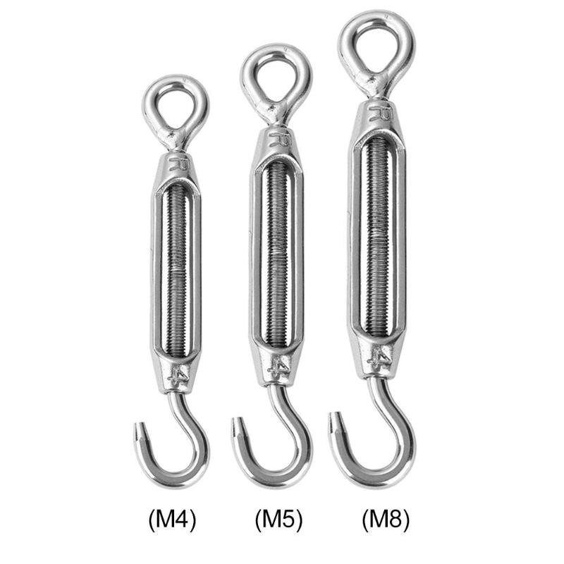 304 Stainless Steel Wire Hook Eye Turn Buckle Wire Rope Tensioner Hardware Parts Used for Tightening and Binding Ropes