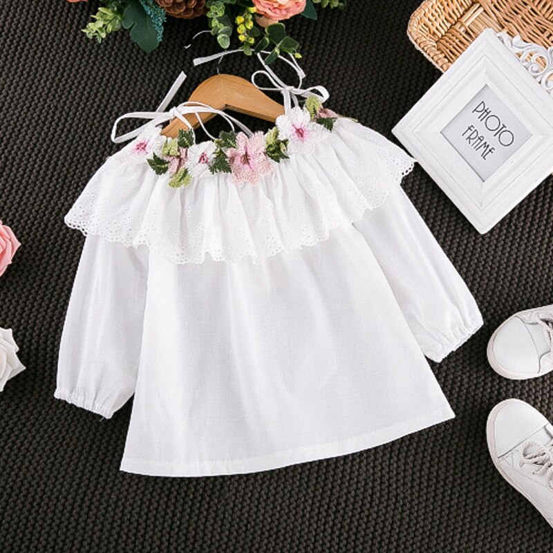 Weißes Langarmshirt Kinder 140 - Formale Bluse Mit Kragen Für Mädchen & Jungen