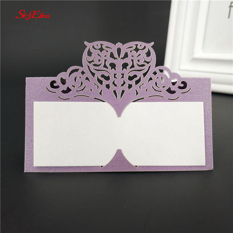 50pcs Party Table Name Guest Place Cards Favor Decoration Wedding Card birthday party Supplies Seating Decoration 5zSH871-50: Light purple