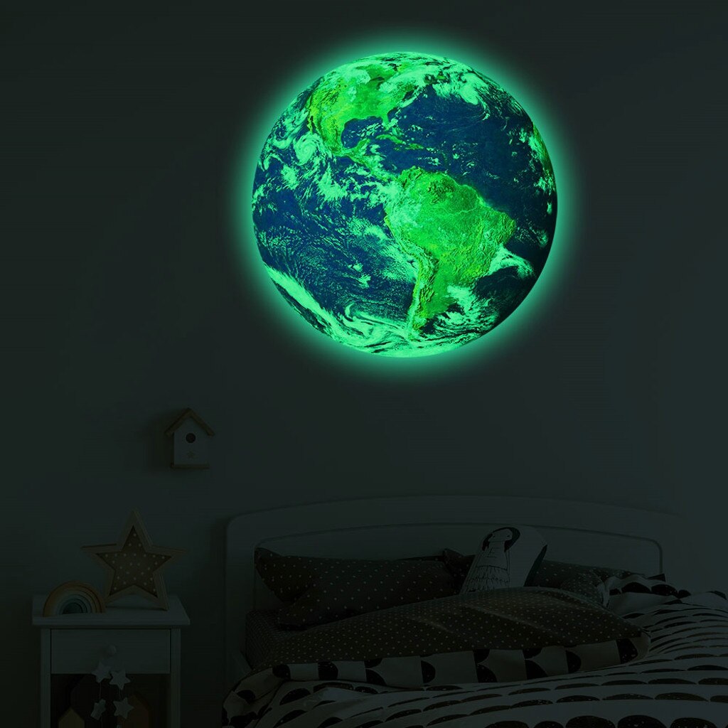 30cm 3D Large Moon Fluorescent Wall Sticker Removable Glow In The Dark Sticke Moth-proofing moistureproof#0204y10