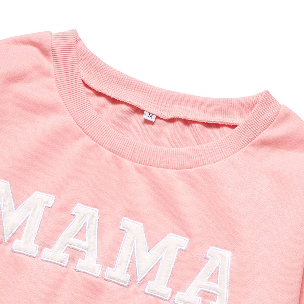 Mini mama list s potlačou rodinné mikiny outfity oblečenie ružová mikina s dlhým rukávom pre matku a dcéru jeseň zima