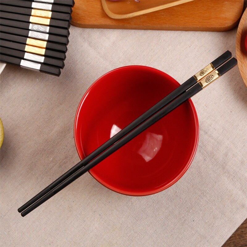 Svart gull koreansk spisepinne mat sushi pinne svart sølv firkantet japansk spisepinne kinesisk mat pinne restaurant bestikk