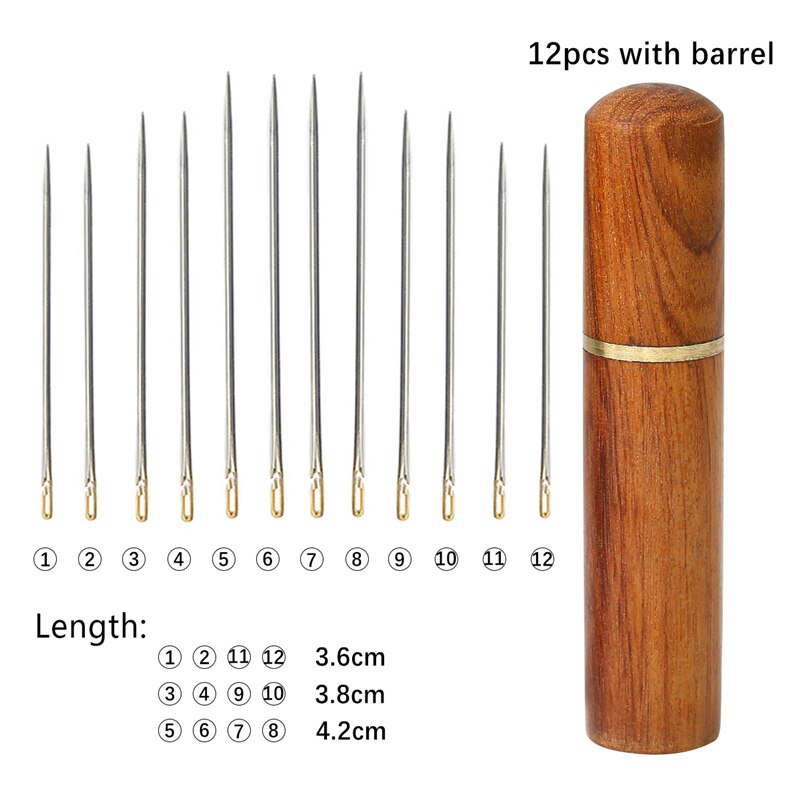 12Pcs Big Hole Blind Needle Elderly Needle-side Hole Hand Household Stainless Steel Beading Needless Threading Apparel Sewing: 06