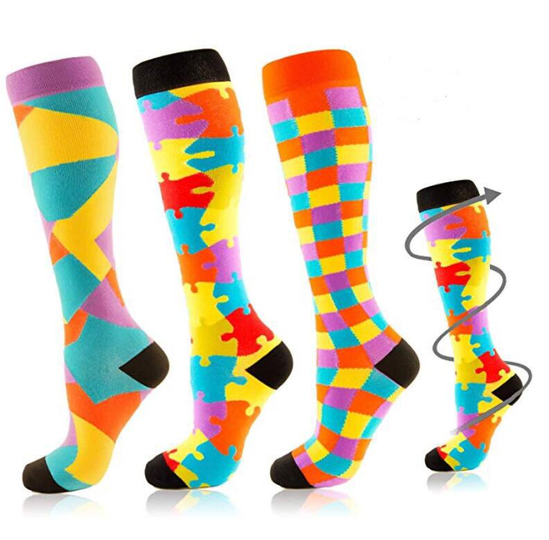 Chaussettes de Rugby en cours d'exécution hommes femmes chaussettes de Compression chaussettes longues pour infirmières attelles de tibia chaussettes de voyage de vol