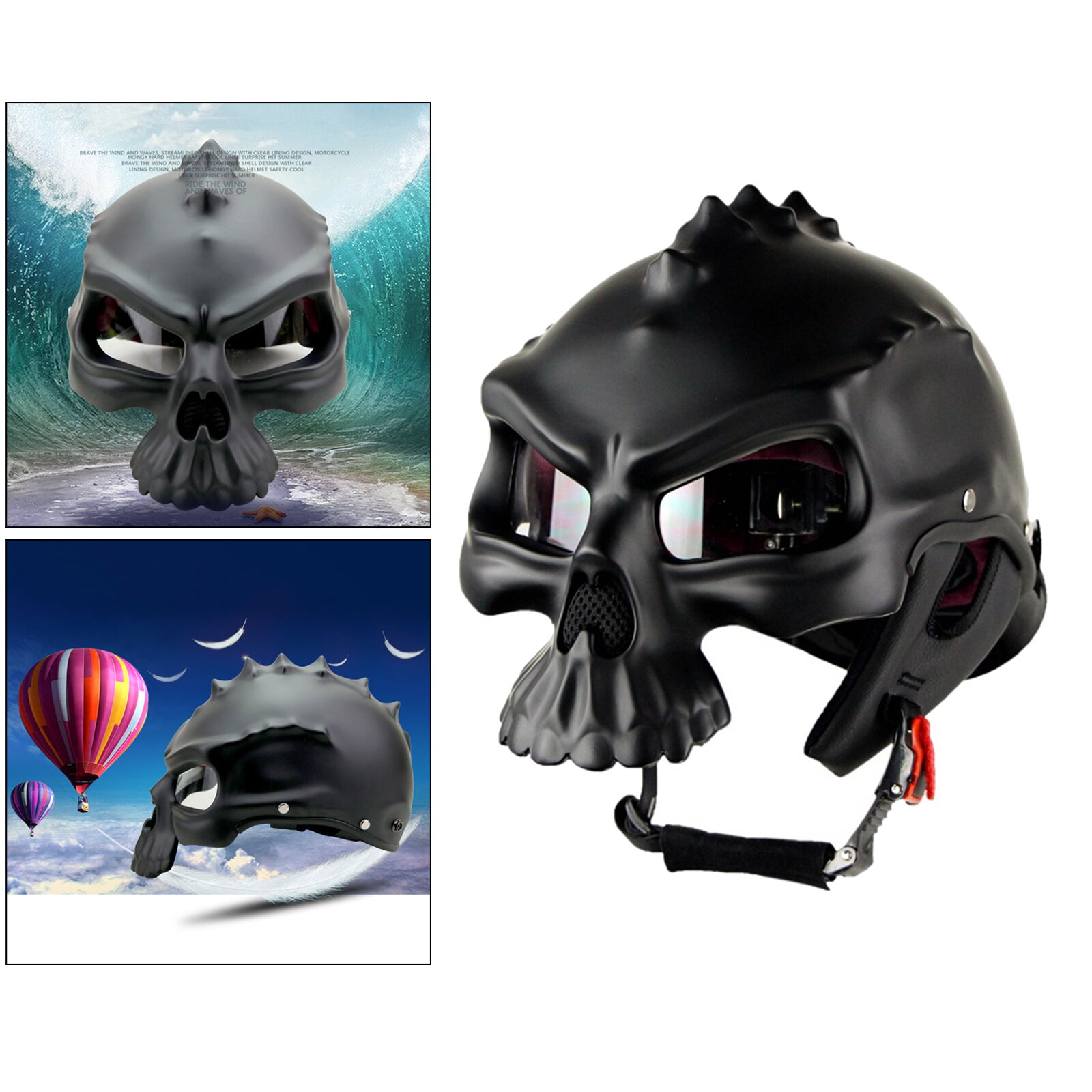 Retro Motorcycle Half Helmet Skull Style Open Face for Moped ATV Premium