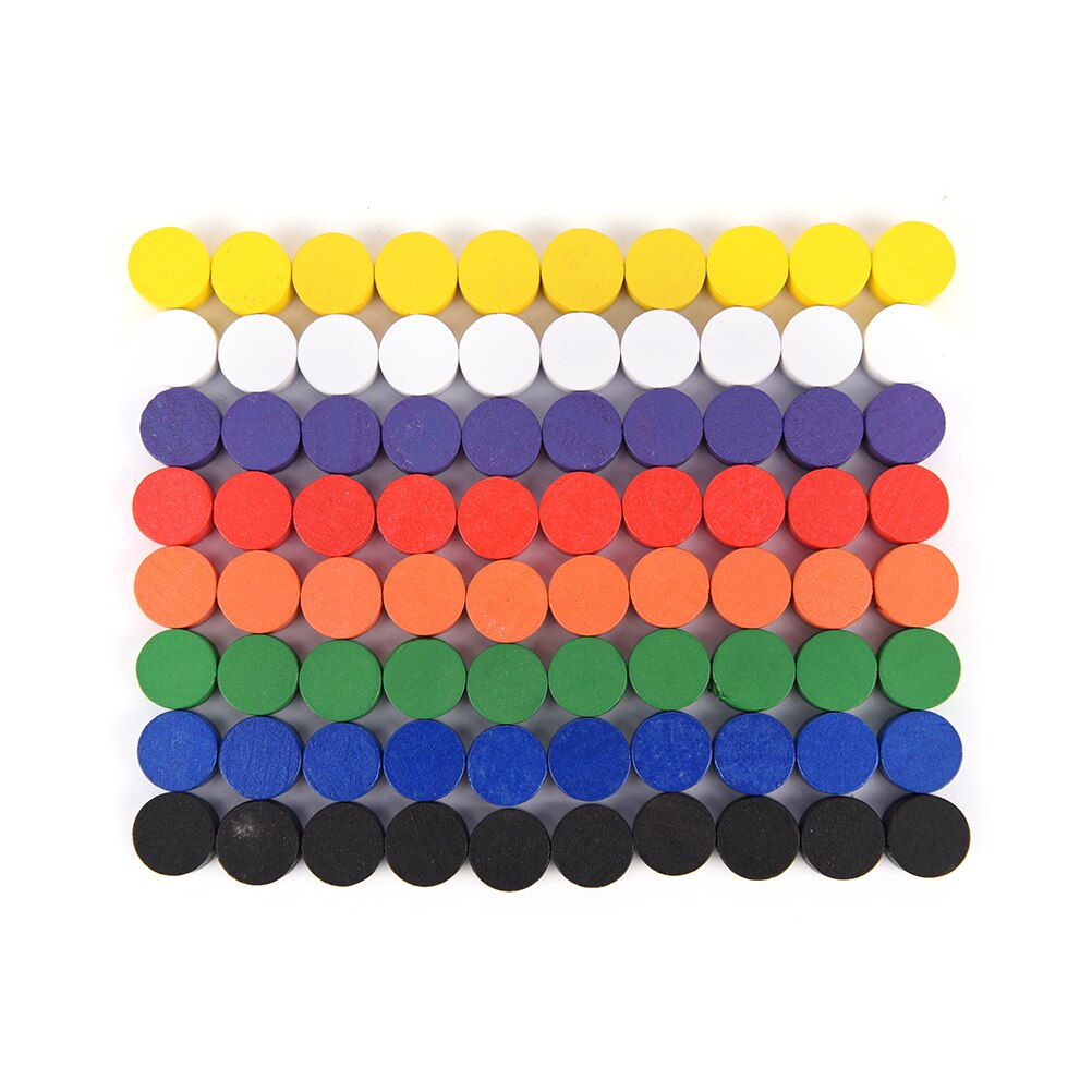 100 stk diameter 10*5mm 8 farver bonde træ spil brikker farverige bonde / skak til brætspil / pædagogiske spil tilbehør