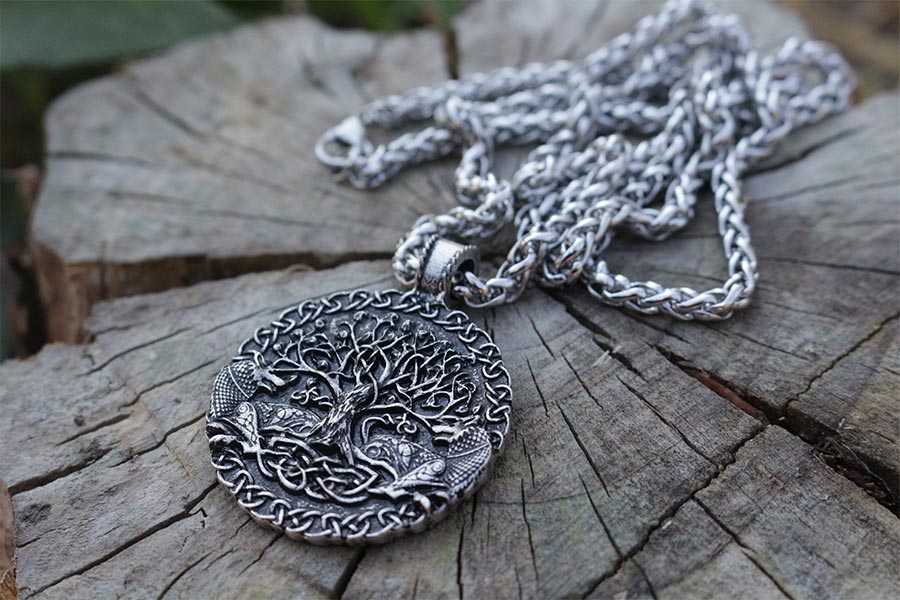 Lanseis 1 stks Twee wolven sigil opdracht Celt wolf hanger twee wolven levensboom en wereld boom sieraden viking mannen ketting