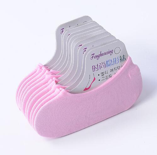 Candy-kleurige Magic Sokken Kids Verborgen Fluwelen Antislip No-Show Sok Volwassen Kinderen Siliconen Zomer meisje Ankle Verborgen Sokken: pink 10pair