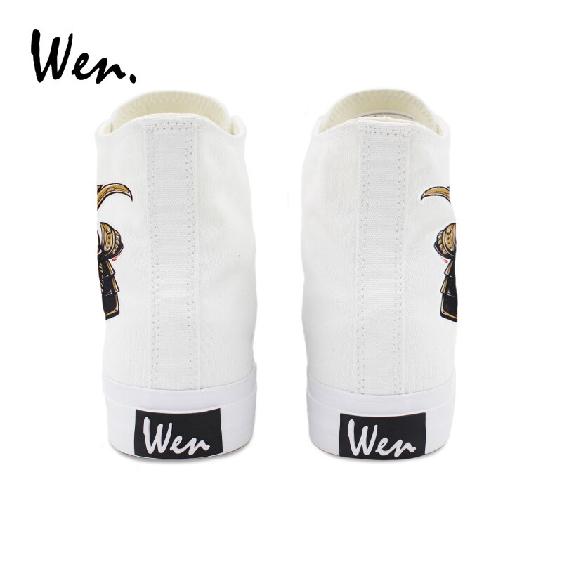 Wen Canvas Witte Schoenen Samurai Knight Warrior Hoge Top Mannen vrouwen Sneakers Skateboarden Schoenen Mannelijke Wandelschoenen