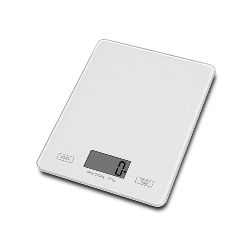 DIGOO DG-TGK1 Digitale Gehard Glas Schaal 1g/5kg Voedsel Schaal Ultra Slim Gehard Glas LCD Display Keuken mesuring Tool: WHITE