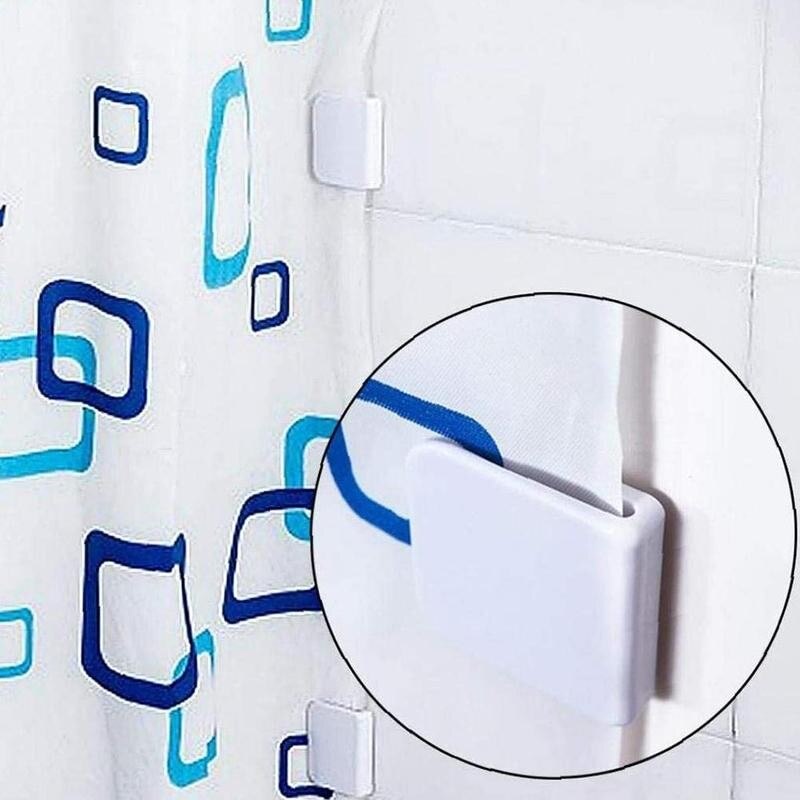 2pcs/set Adhesive Fixation Shower Curtain Clamps U Bathroom Household Shape Clip Fixed A0W8