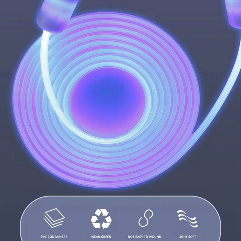 LED Glowing Jump Rope Adjustable 2.8M Light Up Skipping Rope for Kids Boys Girls Exercise Fitness Training Home